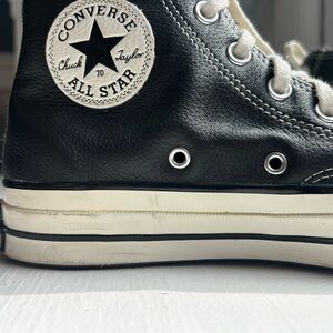 Converse Black and White High-Top Sneakers with Faux Shearling